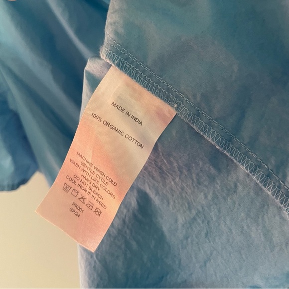 Quince 100% Organic Cotton Poplin Tiered Mini Dress blue size large - Picture 12 of 15